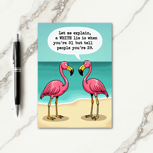 Pink Birds Whimsical Birthday Card