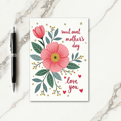 Pink Bloom Mothers Day Glitter Card