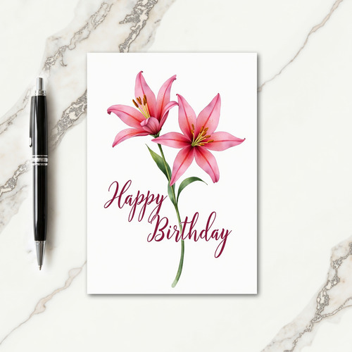 Pink Blossom Art Birthday Card
