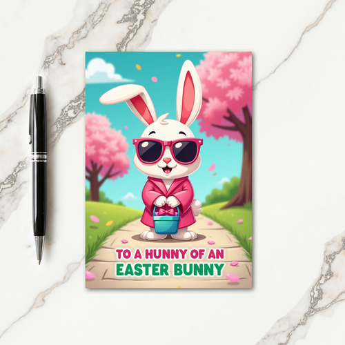 Pink Blossom Bunny Celebration Card