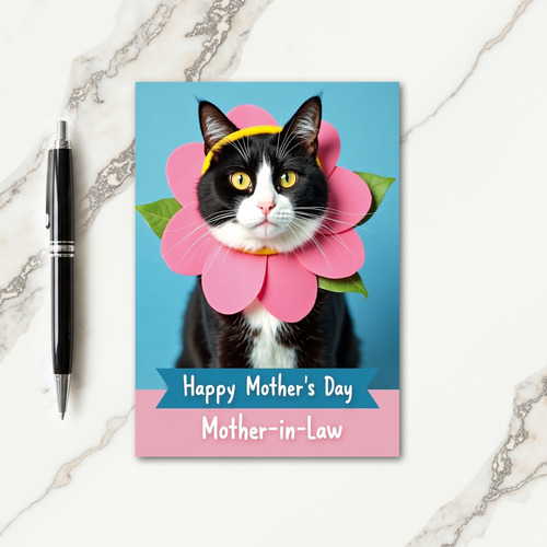 Pink Blossom Kitty Mothers Card