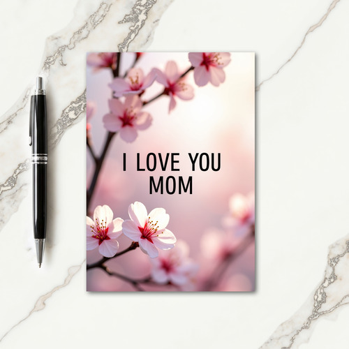 Pink Blossom Moms Love Card
