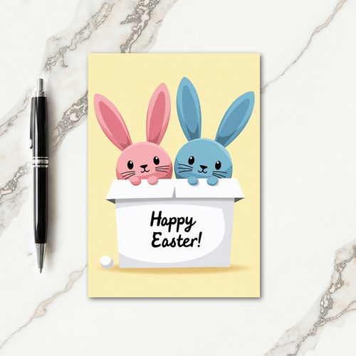 Pink Blue Creature Easter Card