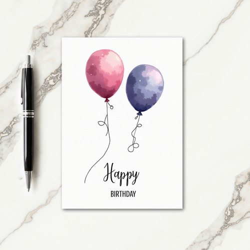 Pink Blue Sphere Birthday Card