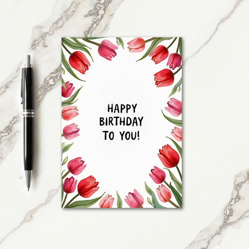 Pink Botanical Birthday Card