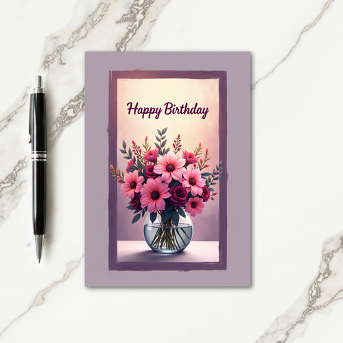 Pink Bouquet Birthday Card