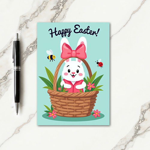 Pink Bow Basket Friend Card