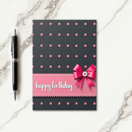 Pink Bow Birthday Card