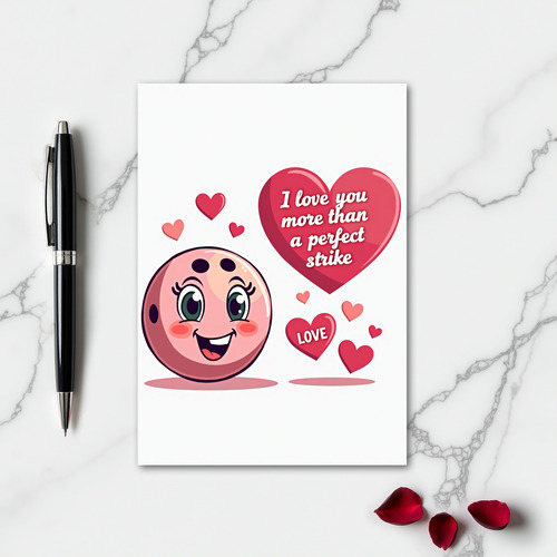Pink Bowling Ball Love Card