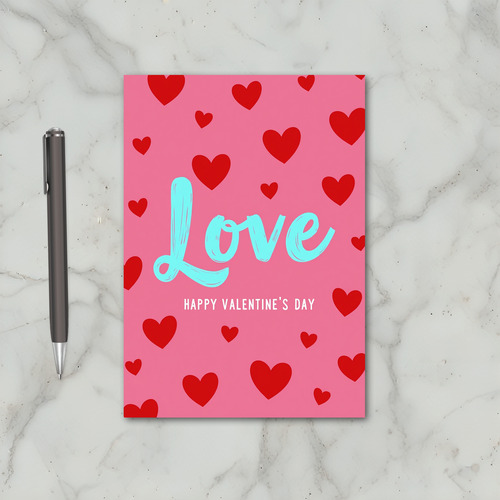 Pink Brushstroke Love Valentines Card