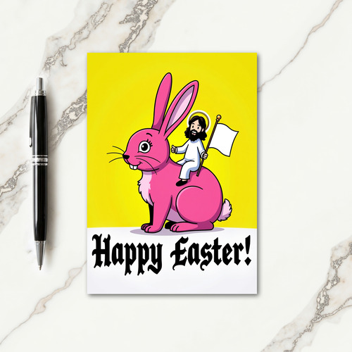 Pink Bunny Happy Easter Card