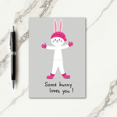 Pink Bunny Hugs Card
