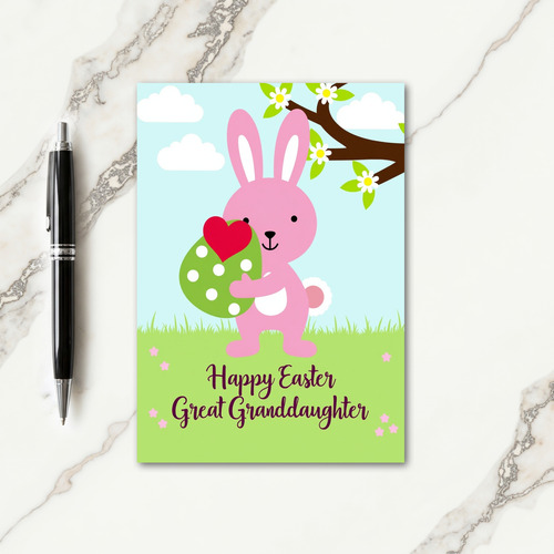 Pink Bunny Hugs Egg Card