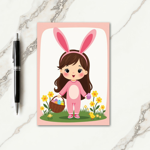 Pink Bunny Spring Oval Pattern Card