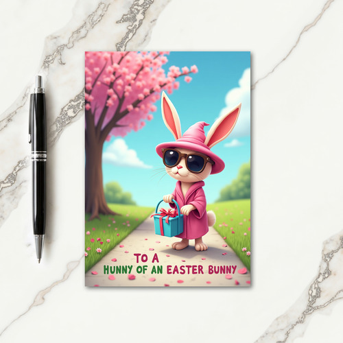 Pink Bunny Springtime Path Card