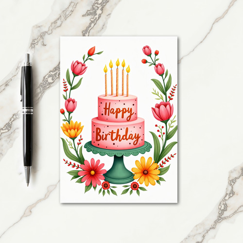 Pink Cake Celebration Card