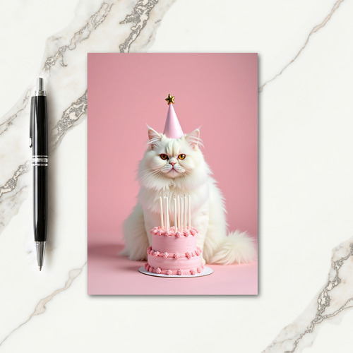 Pink Cat Birthday Portrait Card