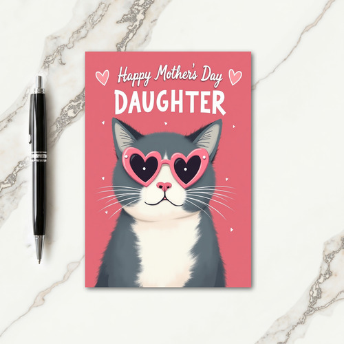 Pink Cat Mothers Day Daughter Card