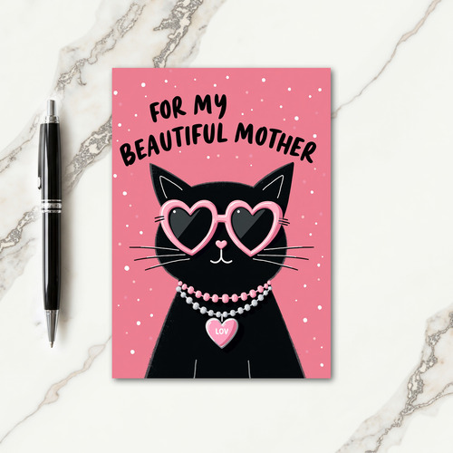 Pink Cat Mothers Day Love Card