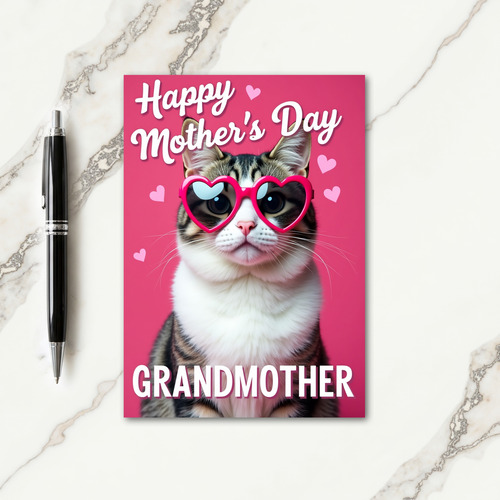 Pink Cat Mothers Day Portrait Card