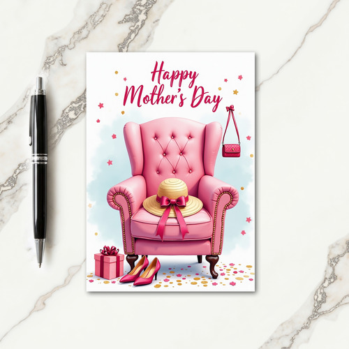 Pink Chair Mothers Day Scene Card