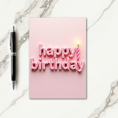 Pink Checker Birthday Card