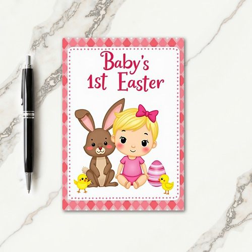 Pink Checkerboard Easter Card