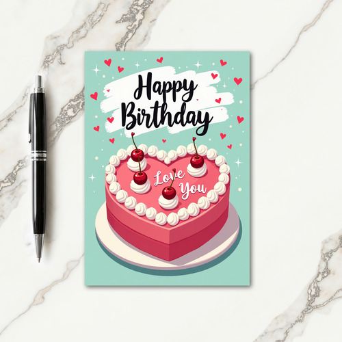 Pink Cherry Birthday Card