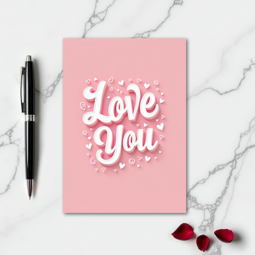 Pink Classic Love You Card