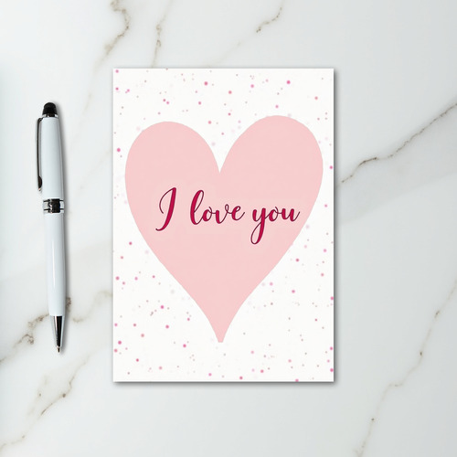 Pink Confetti I Love You Heart Card