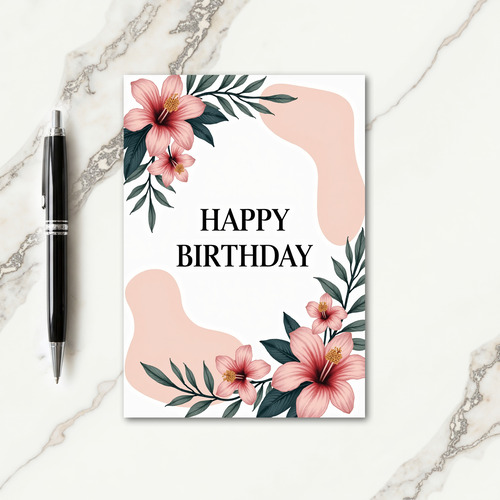 Pink Coral Birthday Card