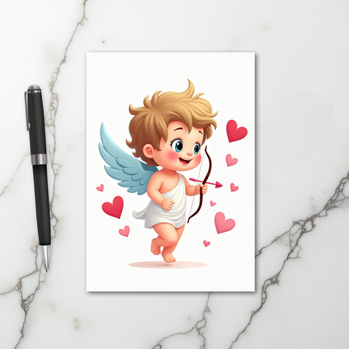 Pink Cupid Valentines Day Card
