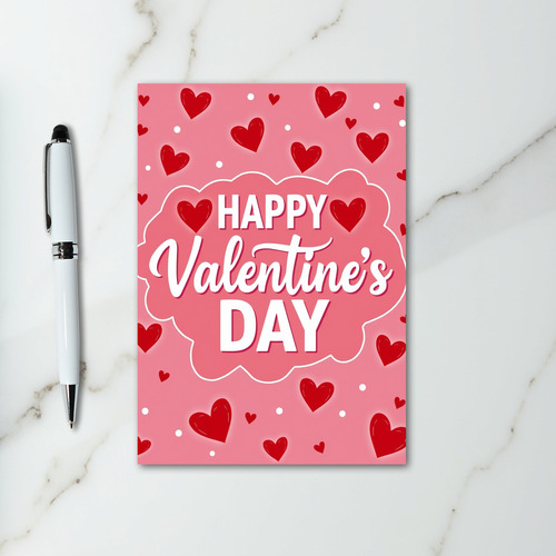 Pink Cute Hearts Valentines Day Card