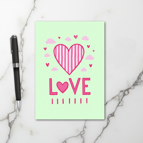 Pink Cute Love Heart Card