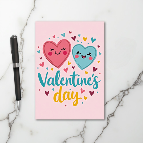 Pink Cute Valentines Day Card