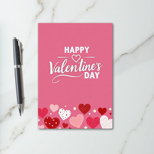 Pink Cute Valentines Day Dots Art Card