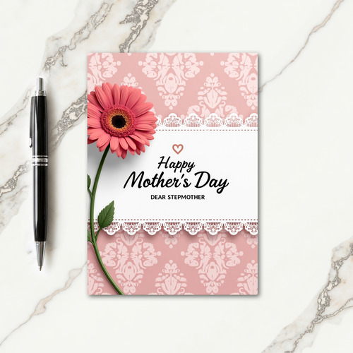 Pink Damask Mothers Day Card