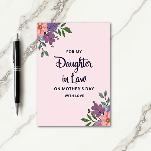 Pink Daughter In Law Card