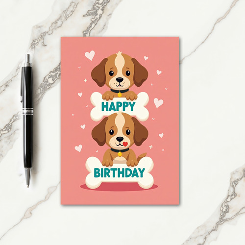 Pink Dog Birthday Card