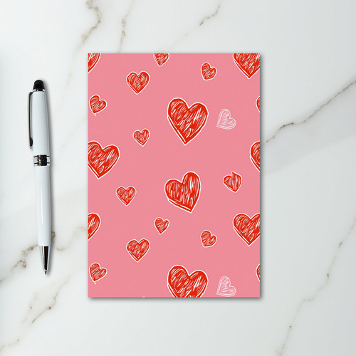 Pink Doodle Hearts Love Card