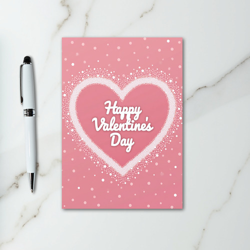 Pink Dotted Heart Valentines Day Card