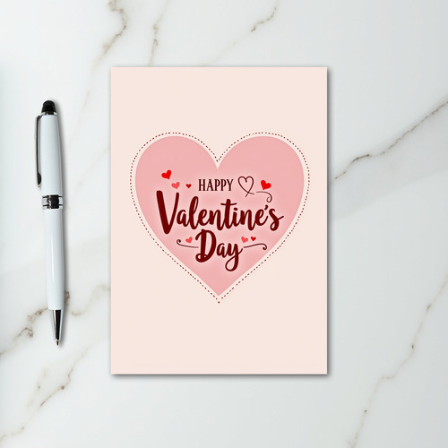 Pink Dotted Hearts Valentines Card