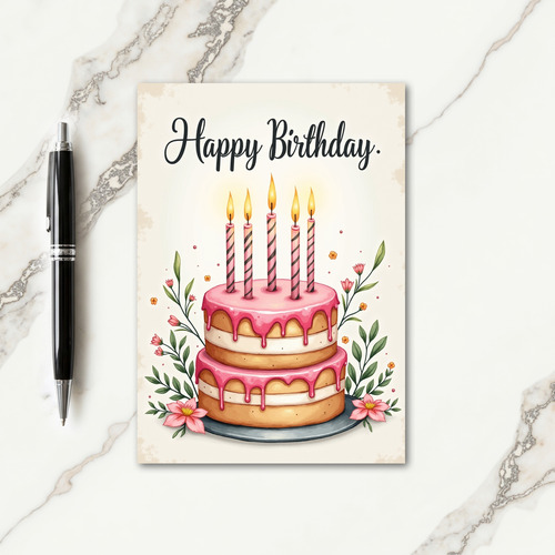 Pink Drip Cake Celebration Card