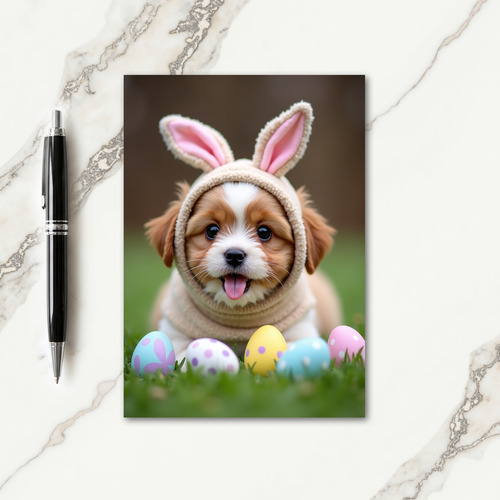 Pink Ears Polka Dot Eggs Card