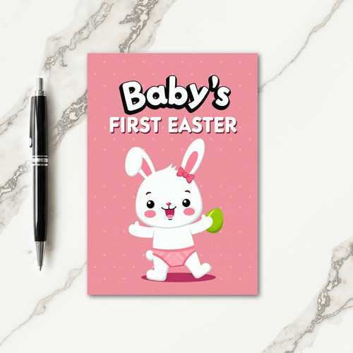 Pink Easter Bunny Faux Gold Foil Card