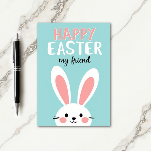 Pink Easter Bunny Friend Card