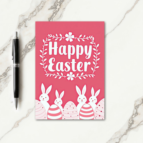 Pink Easter Pattern Rabbit Card