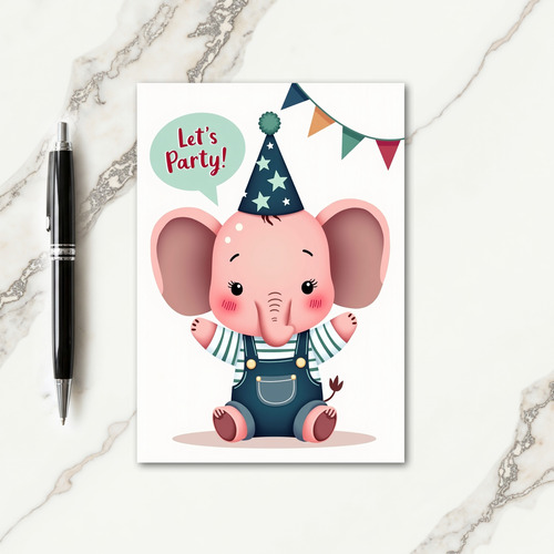 Pink Elephant Birthday Card