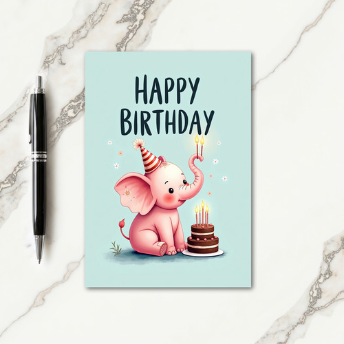 Pink Elephant Party Card