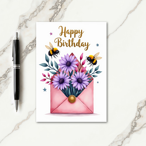 Pink Envelope Birthday Card